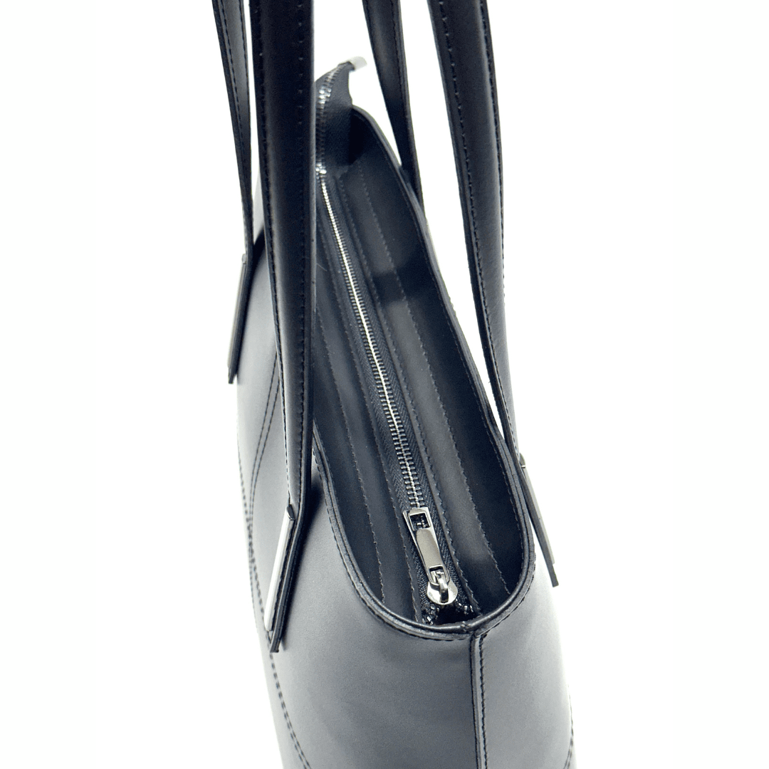 Nagy táska természetes bőrből Avelia - fekete