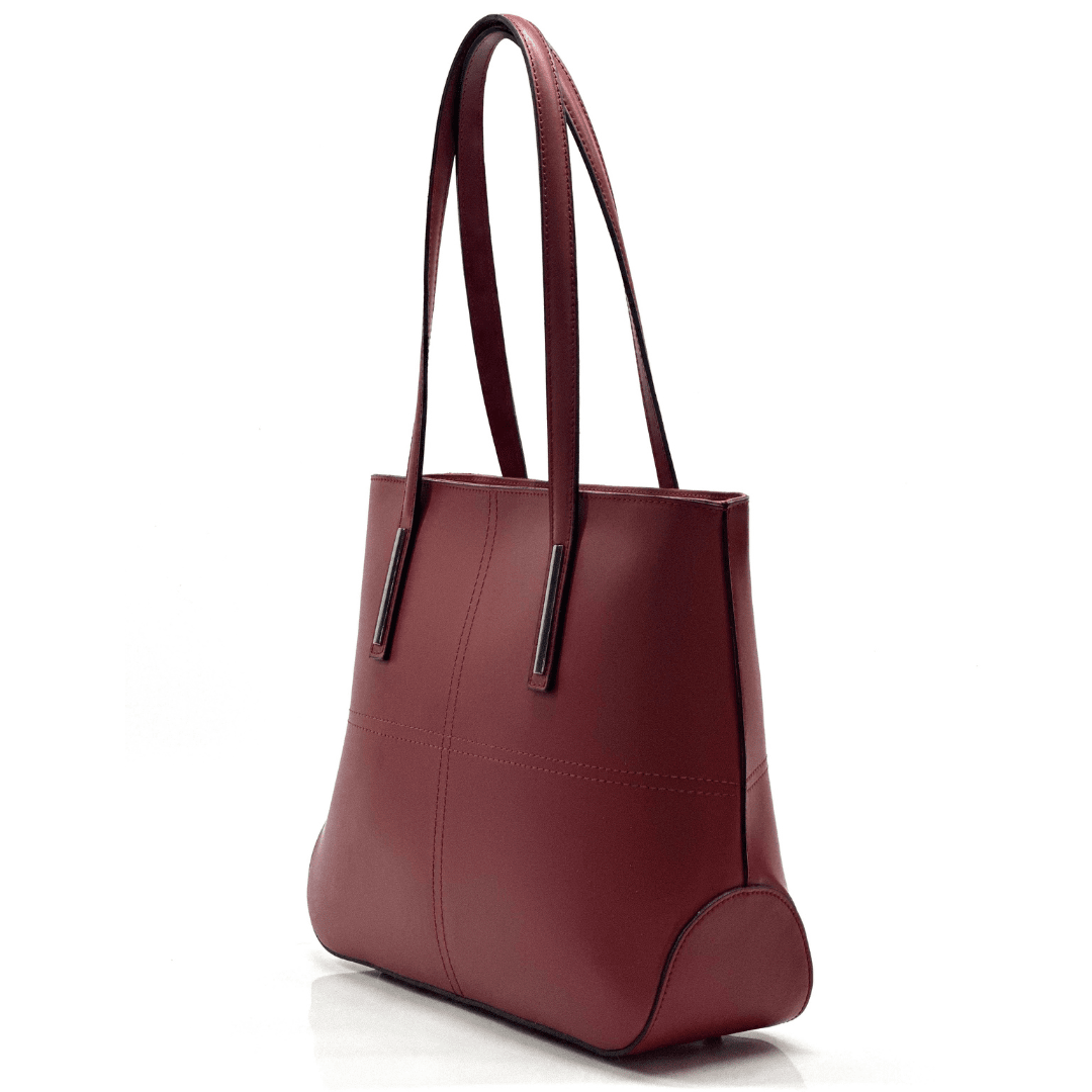Nagy táska természetes bőrből Avelia - sötétvörös