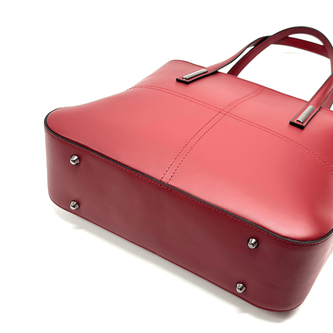 Nagy táska természetes bőrből Avelia - sötétvörös