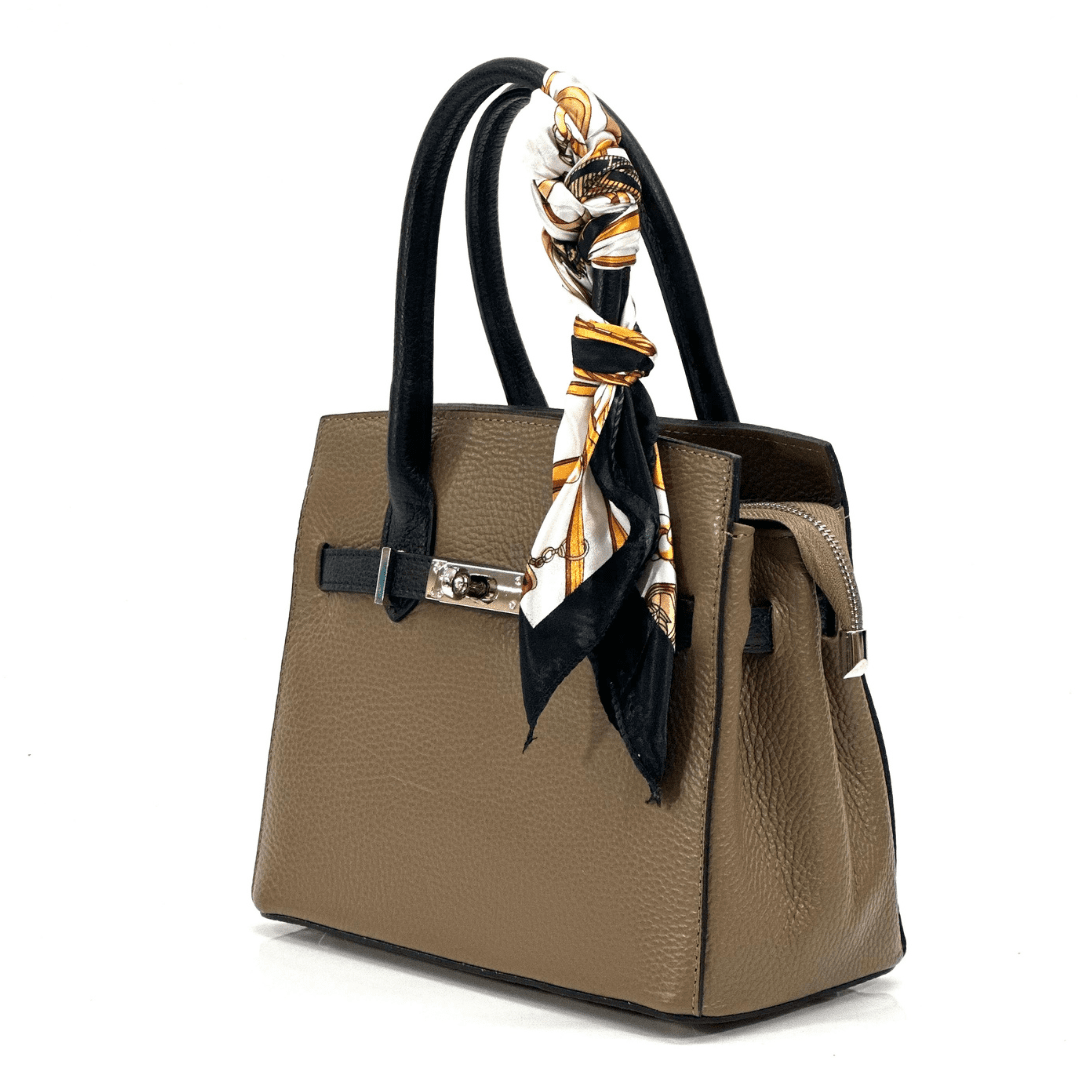 Luxus táska természetes bőrből - barna / fekete