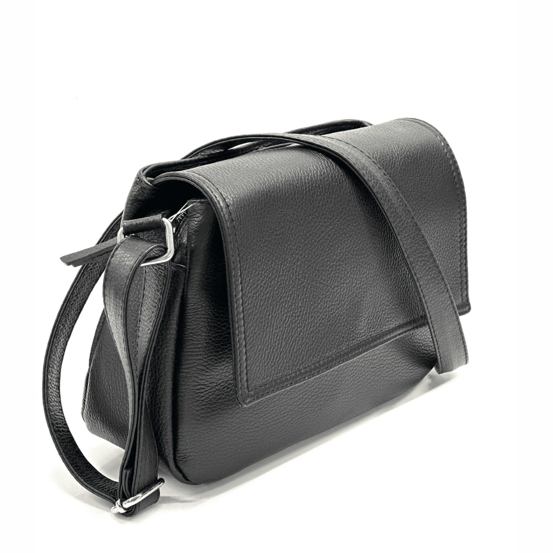 Tori természetes bőr válltáska - fekete