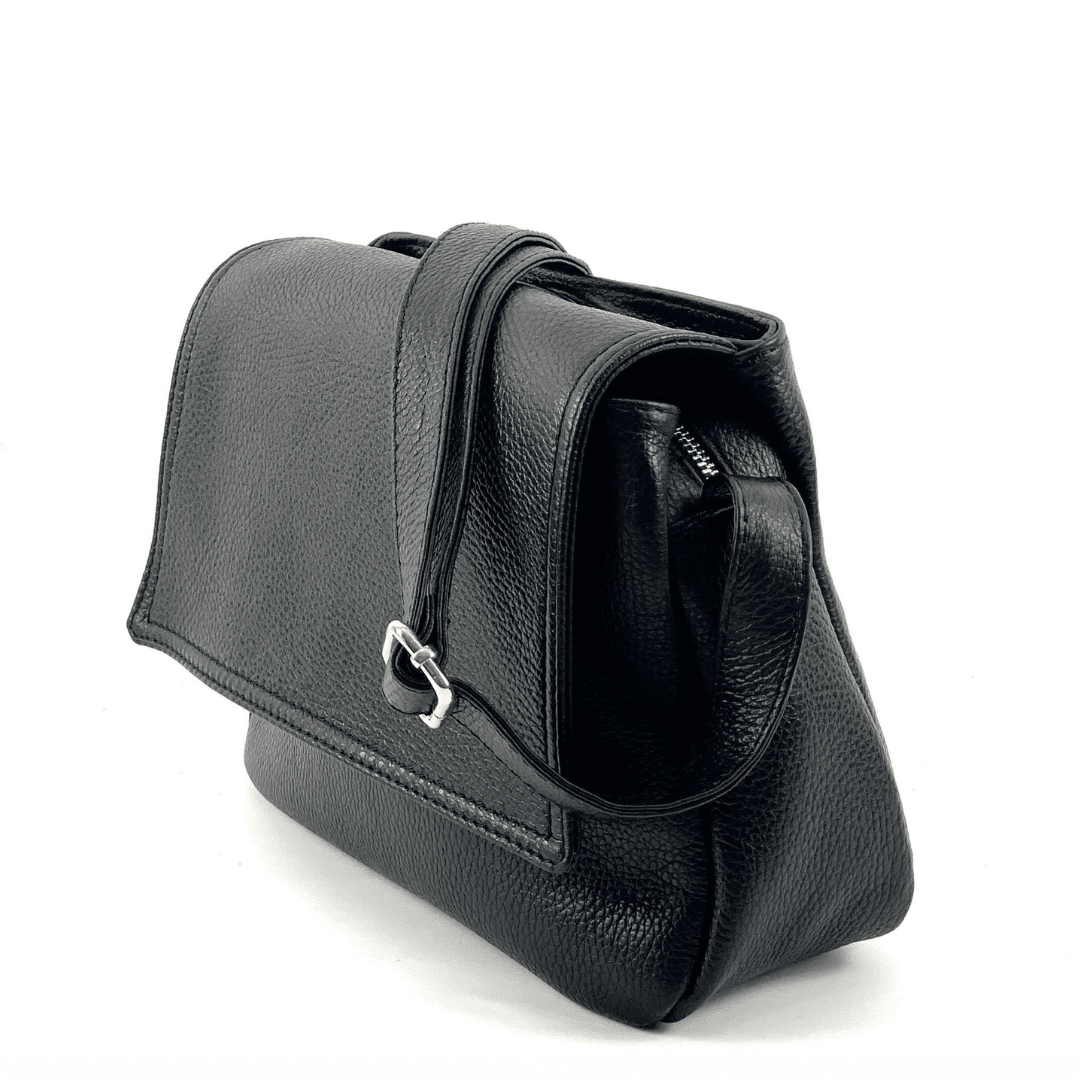 Tori természetes bőr válltáska - fekete