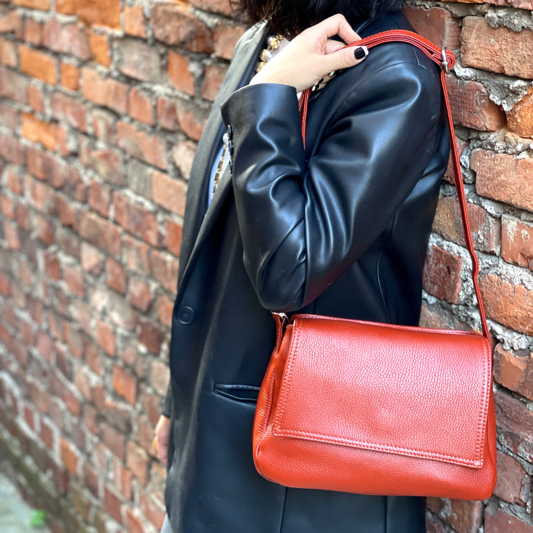 Tori természetes bőr válltáska - kék