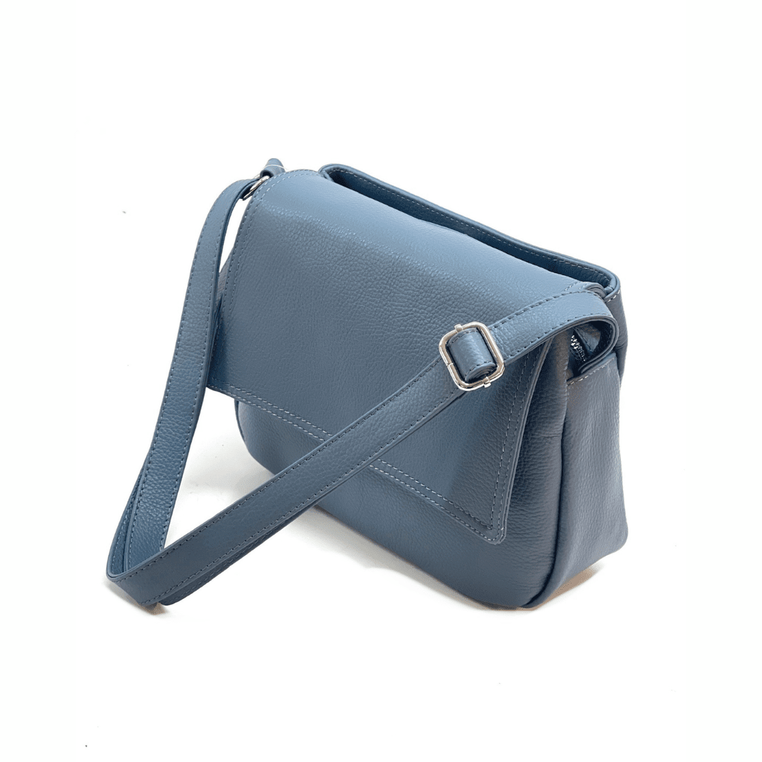 Tori természetes bőr válltáska - kék