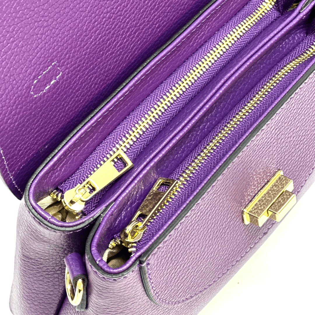 Kicsi és elegáns táska természetes bőrből Poli - sötét lila