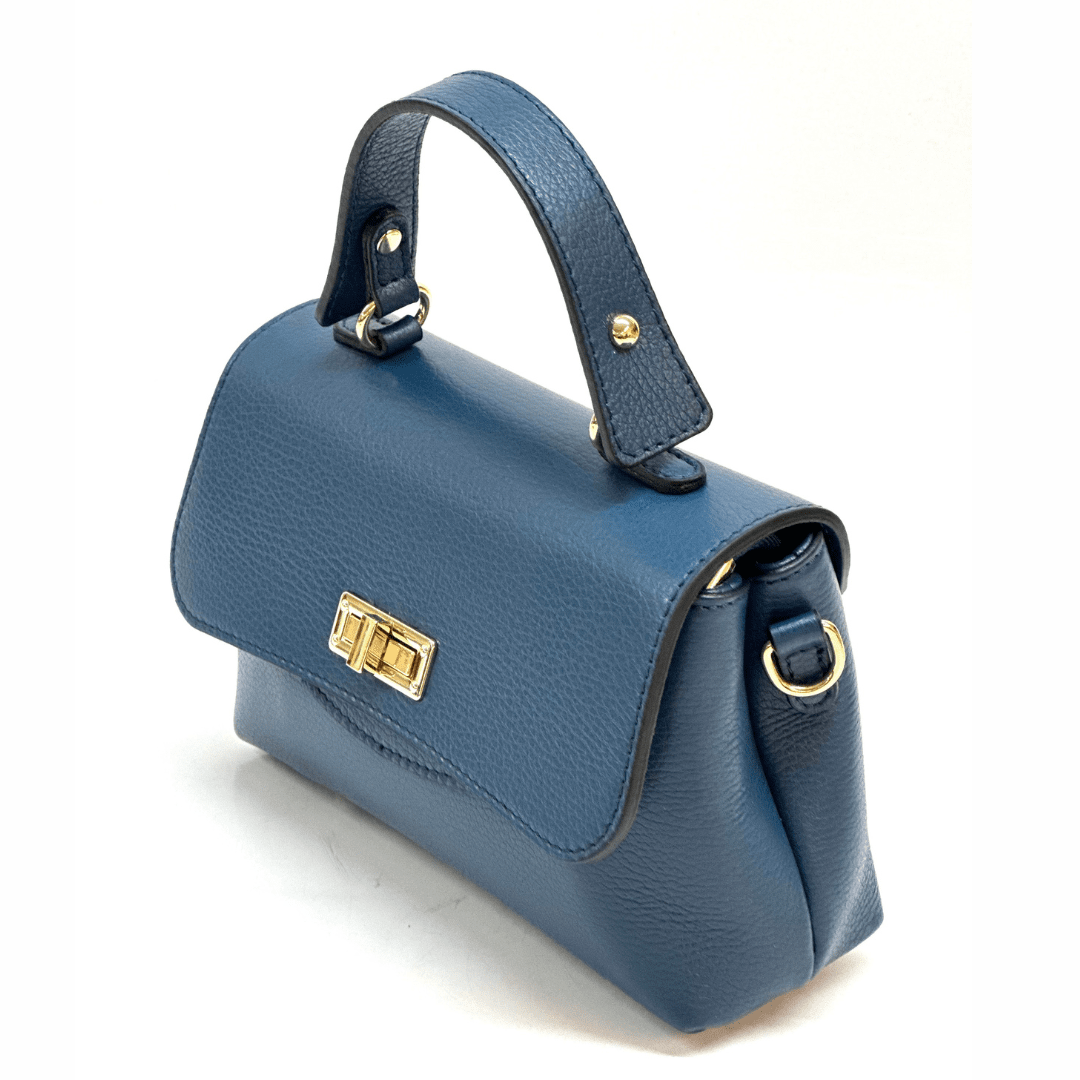 Kicsi és elegáns táska természetes bőrből Poli - sötétkék