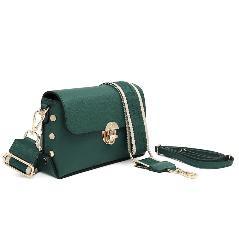 Antoanella természetes bőrből készült női táska – sötétzöld