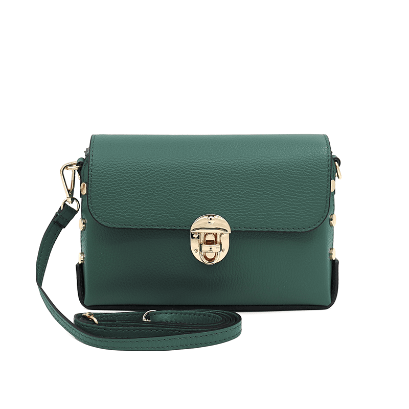 Antoanella természetes bőrből készült női táska – sötétzöld