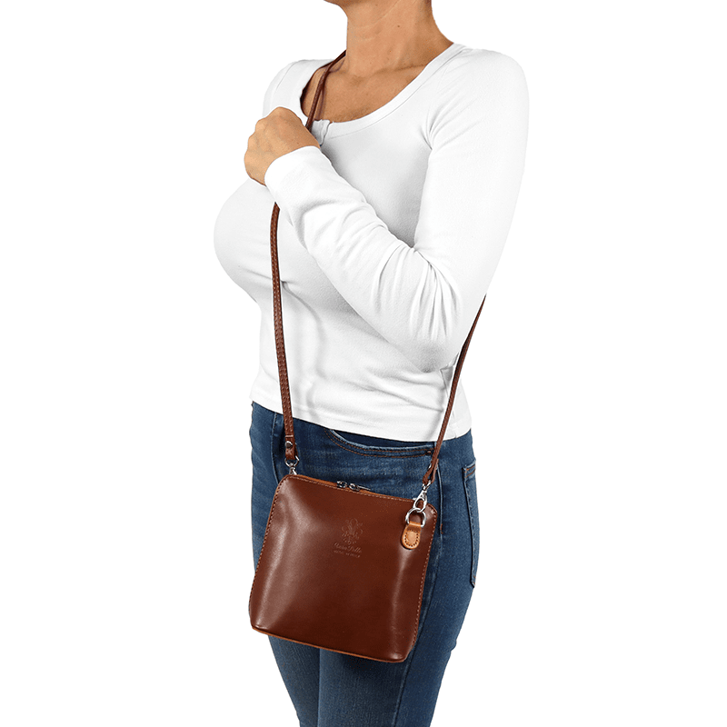 Természetes bőr válltáska - zöld