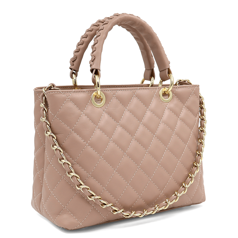 Női táska természetes bőrből Francesca - rózsaszín hamu