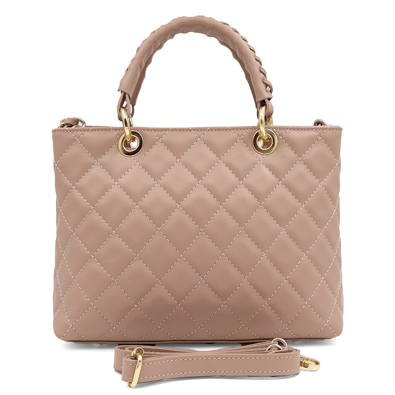 Női táska természetes bőrből Francesca - rózsaszín hamu