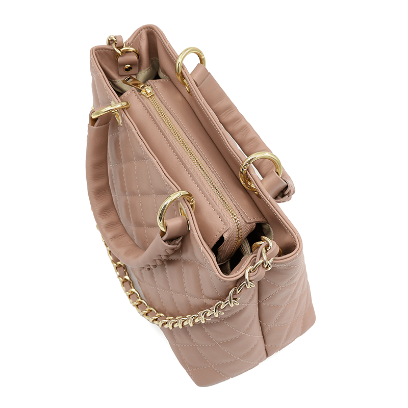 Női táska természetes bőrből Francesca - rózsaszín hamu