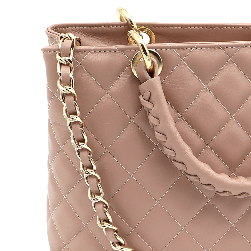 Női táska természetes bőrből Francesca - rózsaszín hamu