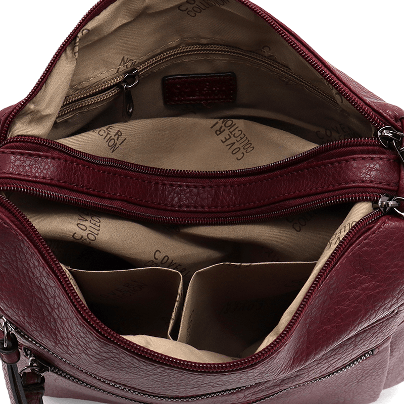 Válltáska 2 nagy rekesszel - bordó