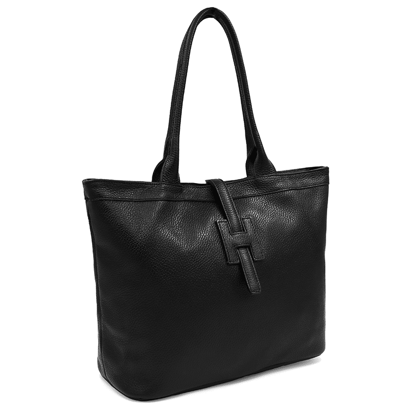 Nagy női táska természetes bőrből - fekete