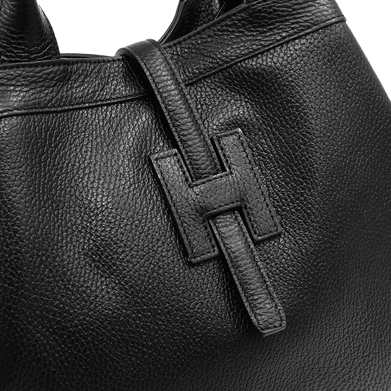 Nagy női táska természetes bőrből - fekete