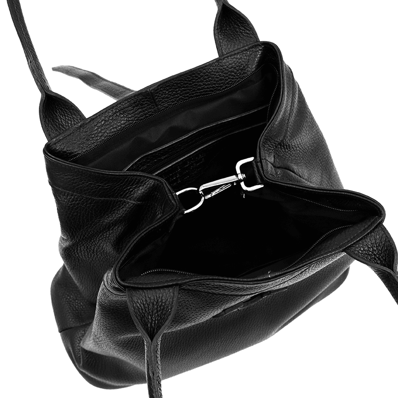 Nagy női táska természetes bőrből - fekete