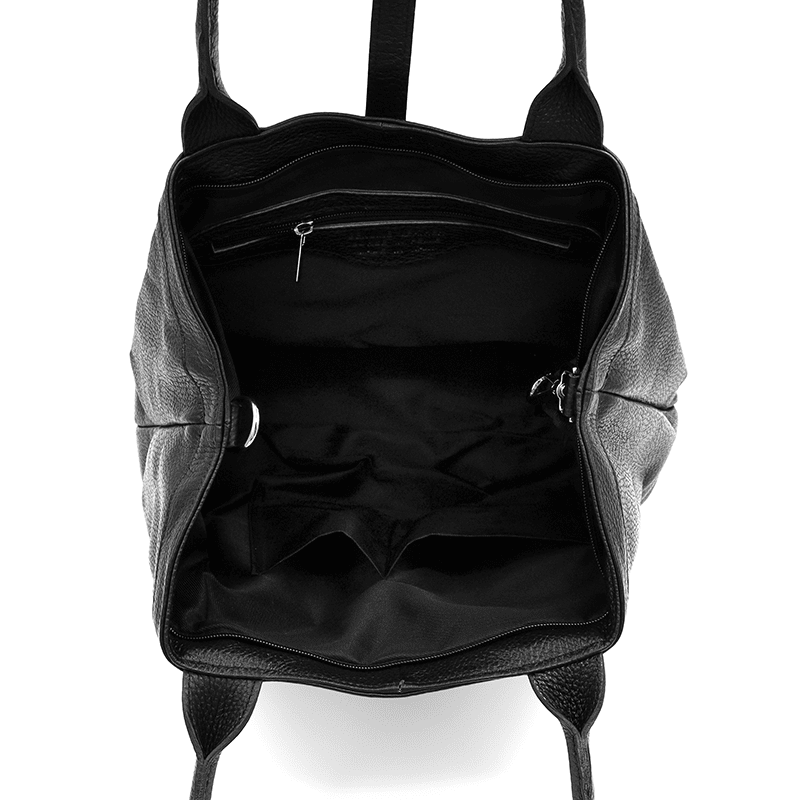 Nagy női táska természetes bőrből - fekete