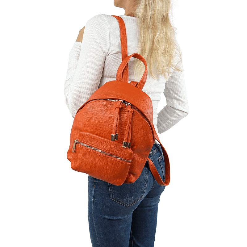 Női hátizsák természetes bőrből Aida - narancssárga