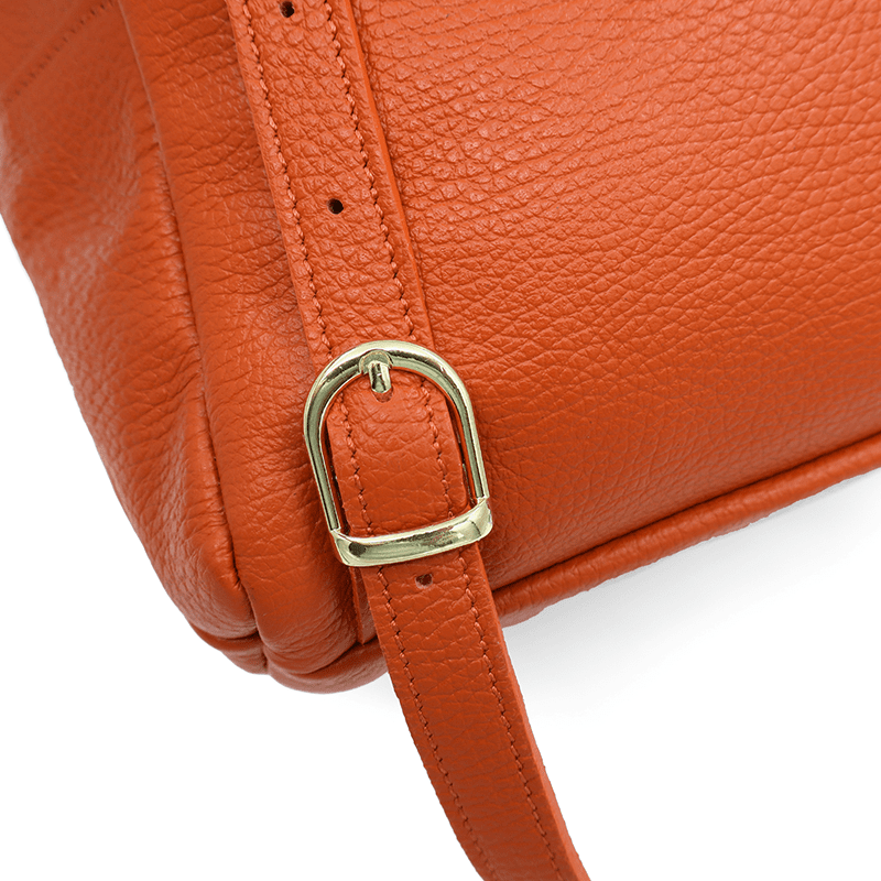 Női hátizsák természetes bőrből Aida - narancssárga