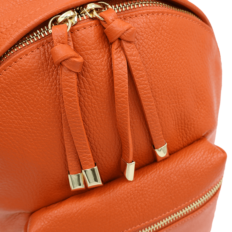 Női hátizsák természetes bőrből Aida - narancssárga