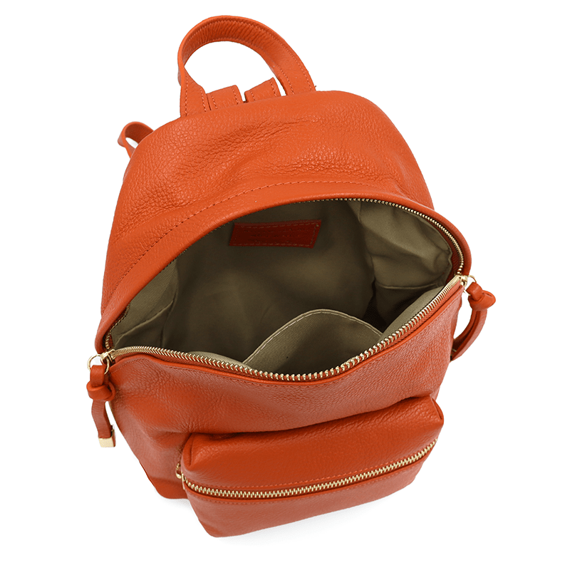 Női hátizsák természetes bőrből Aida - narancssárga
