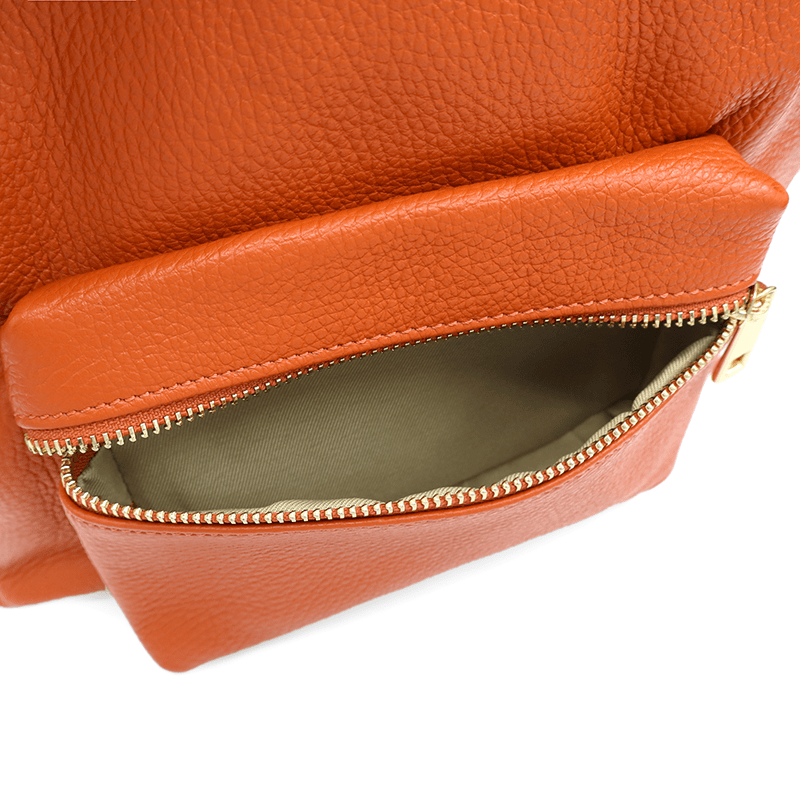 Női hátizsák természetes bőrből Aida - narancssárga