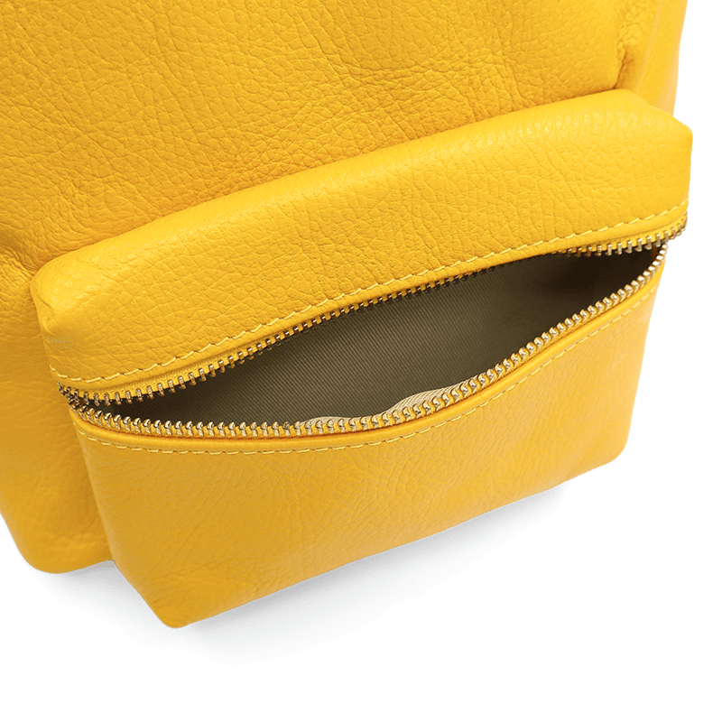 Női hátizsák természetes bőrből Aida - sárga