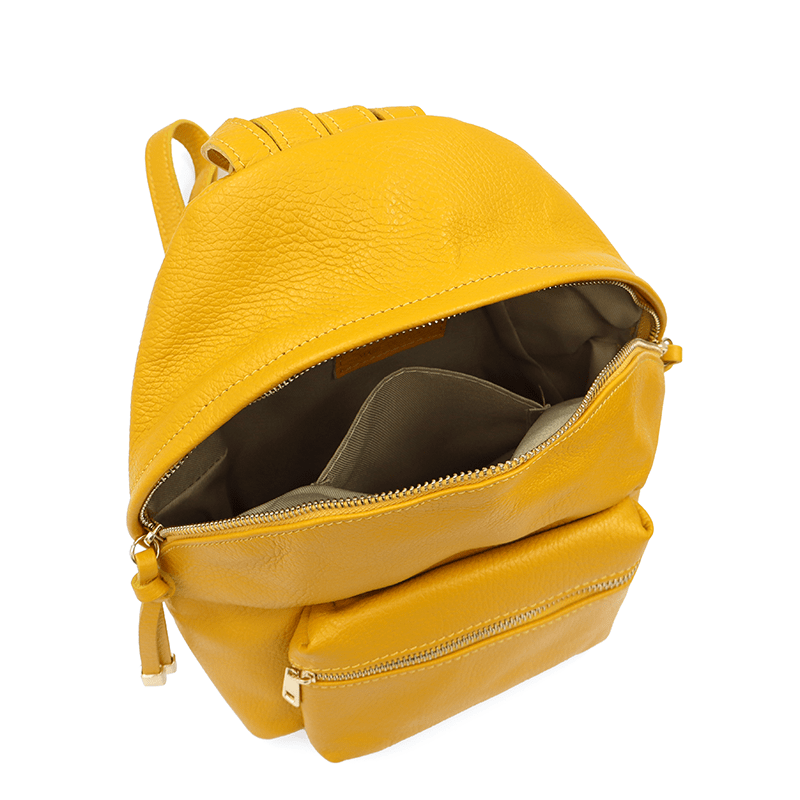 Női hátizsák természetes bőrből Aida - sárga