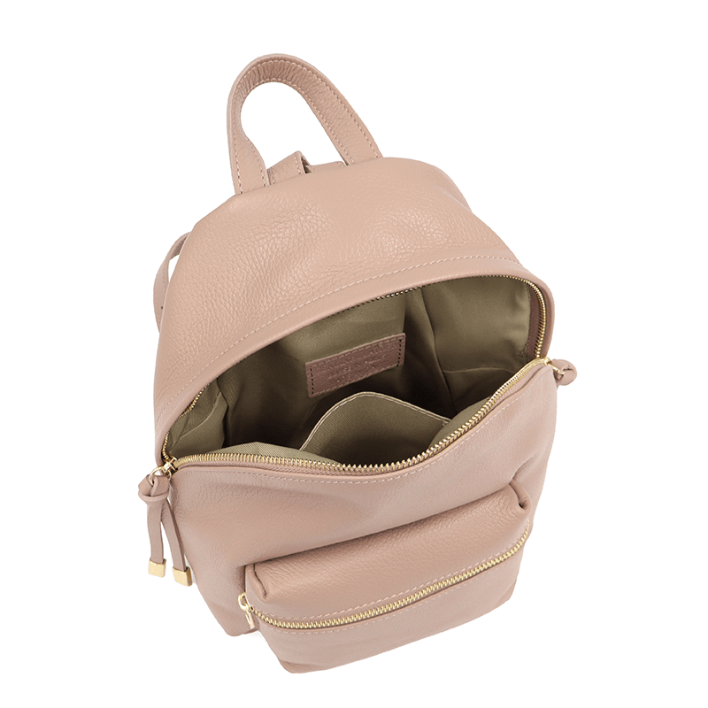 Női hátizsák természetes bőrből Aida - rózsaszín hamu