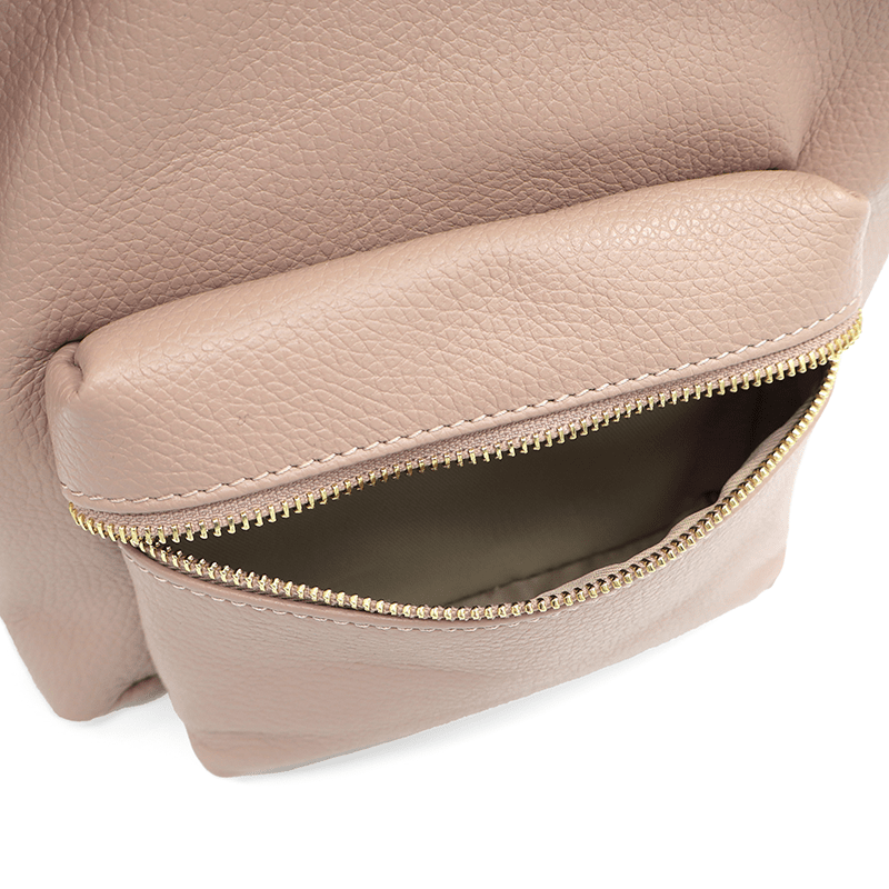 Női hátizsák természetes bőrből Aida - rózsaszín hamu