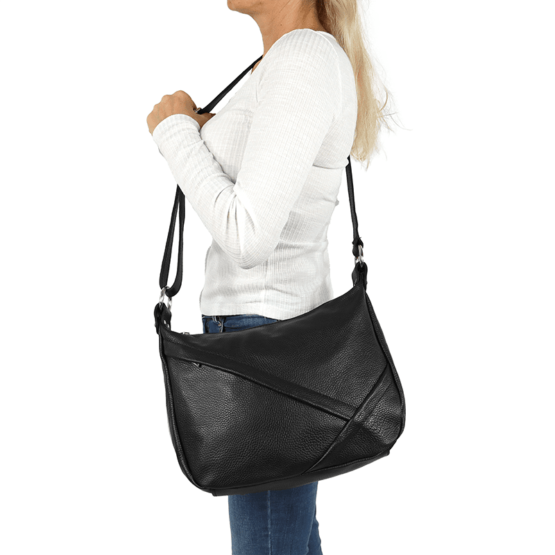 Természetes bőr válltáska elválasztóval - fehér