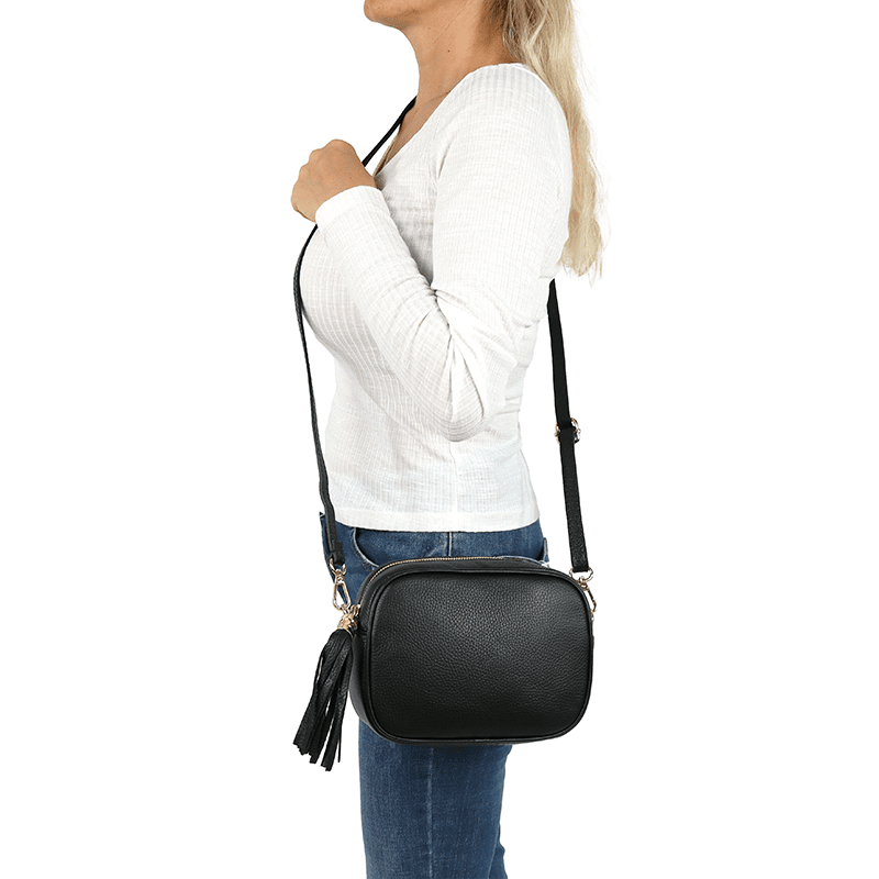 Válltáska természetes bőrből Bria - sötétkék