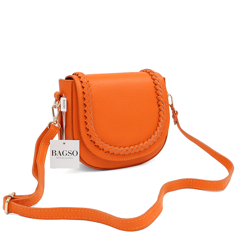 Női válltáska természetes bőrből Naomi - narancssárga