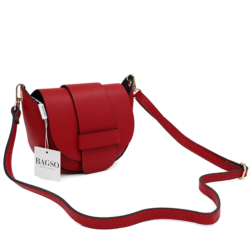 Leandra természetes bőr válltáska - piros