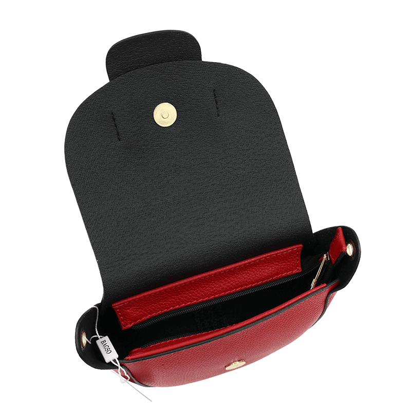 Leandra természetes bőr válltáska - piros