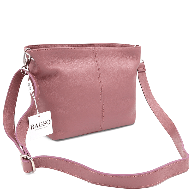 Női válltáska természetes bőrből - rózsaszín