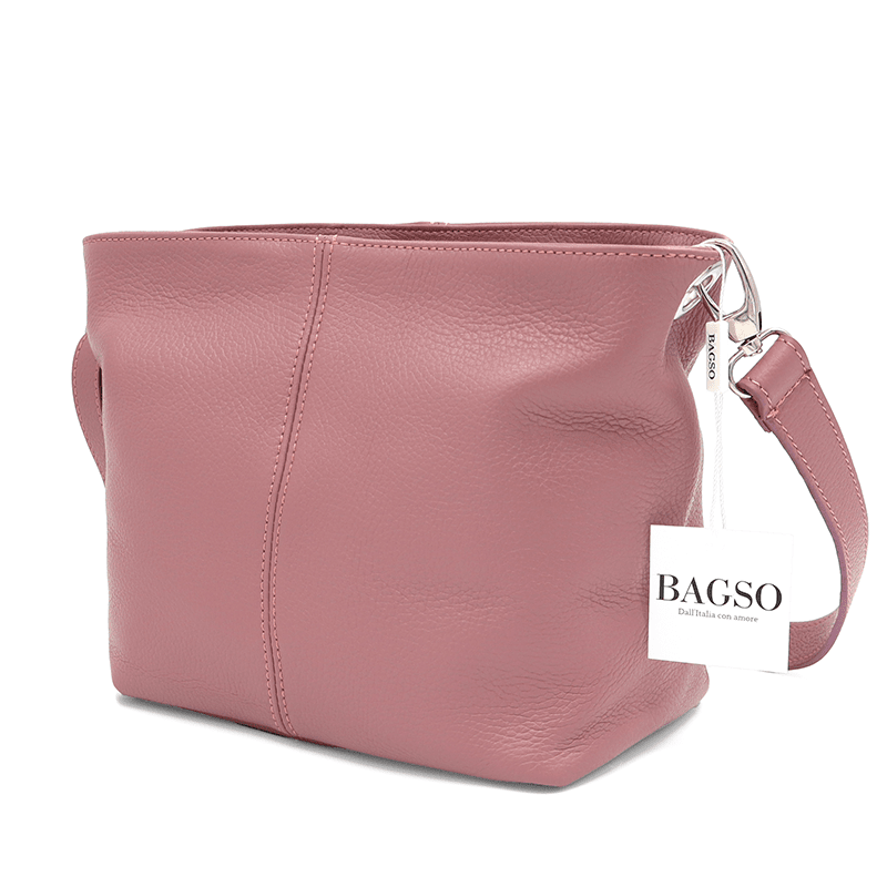 Női válltáska természetes bőrből - rózsaszín