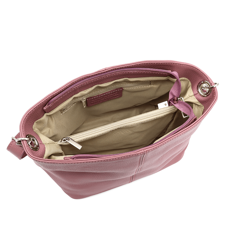 Női válltáska természetes bőrből - rózsaszín