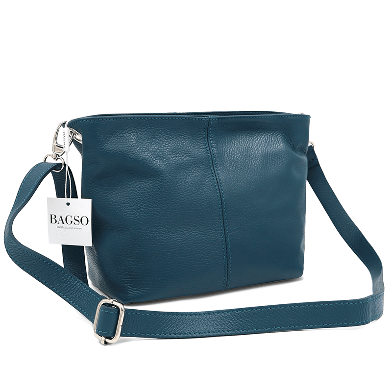 Női válltáska természetes bőrből - kék