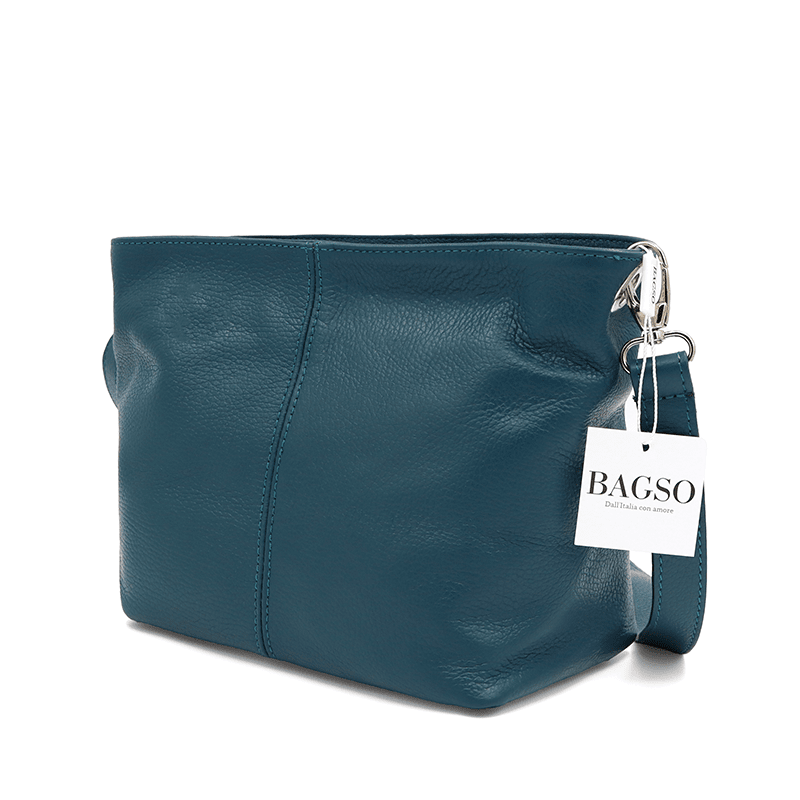 Női válltáska természetes bőrből - kék