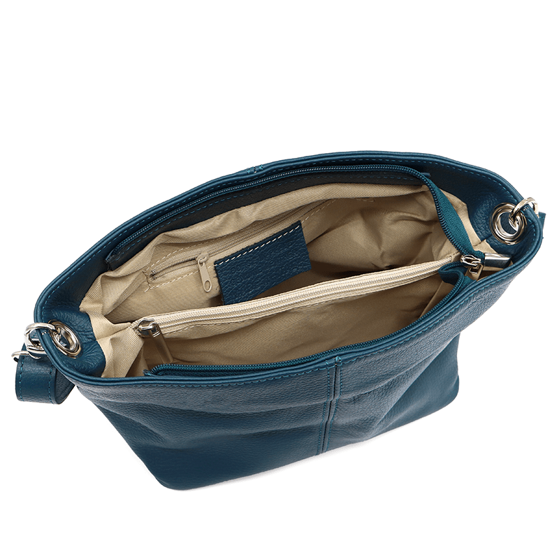 Női válltáska természetes bőrből - kék