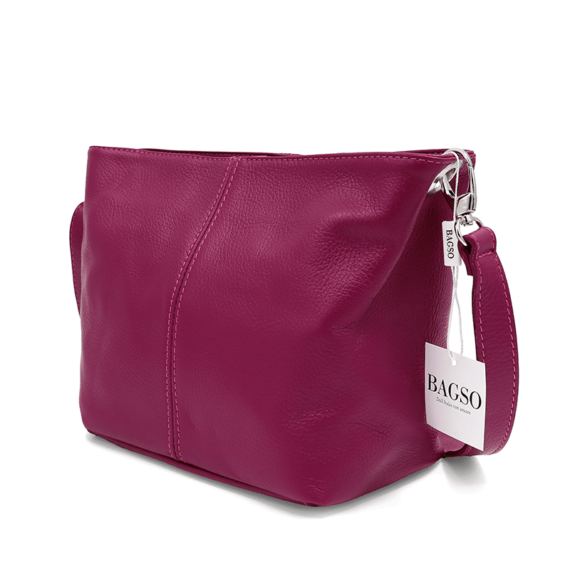 Női válltáska természetes bőrből - fukszia