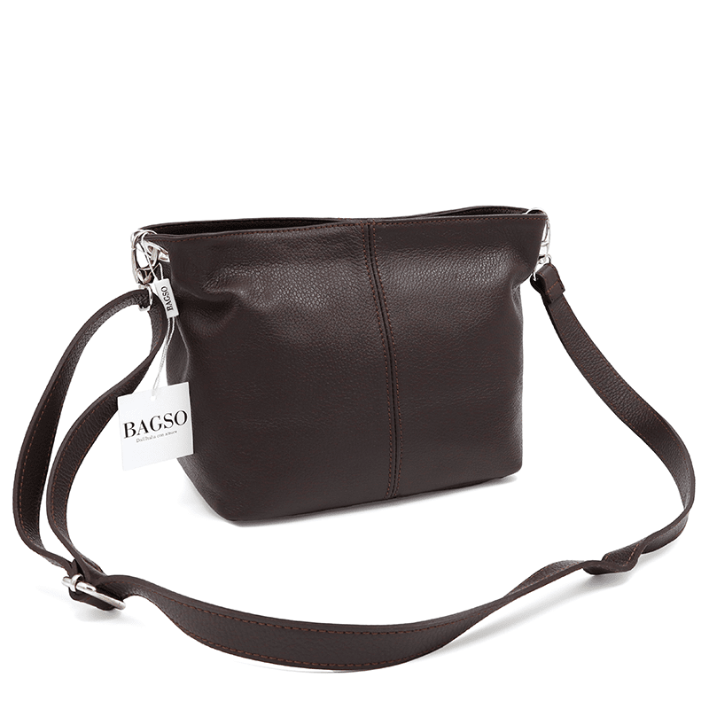 Női válltáska természetes bőrből - sötétbarna