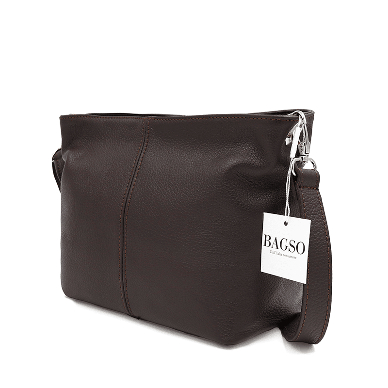 Női válltáska természetes bőrből - sötétbarna