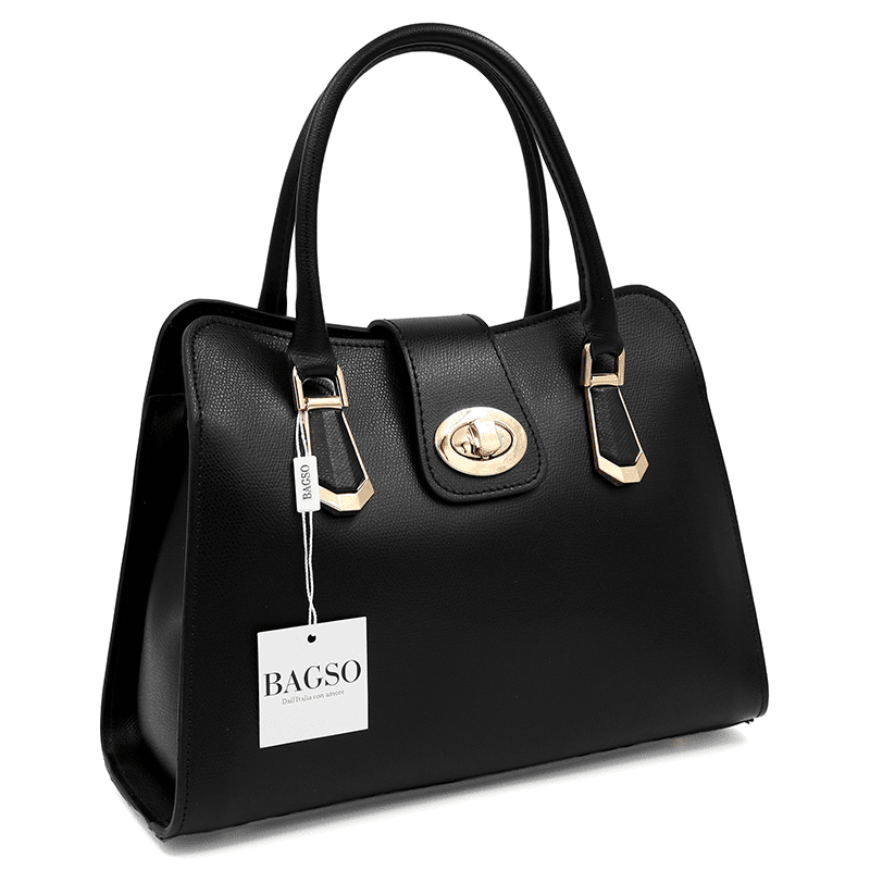 Luxus táska természetes bőrből Madelin - fekete