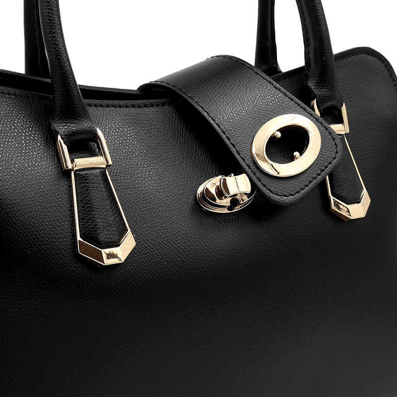 Luxus táska természetes bőrből Madelin - fekete