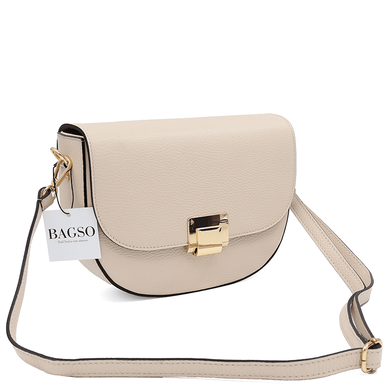 Válltáska 2 fogantyúval, természetes bőrből, Nola - bézs