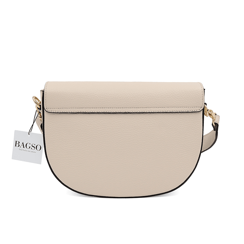 Válltáska 2 fogantyúval, természetes bőrből, Nola - bézs