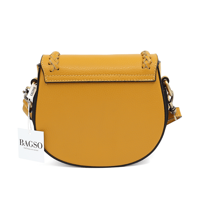 Női válltáska természetes bőrből Naomi - mustársárga